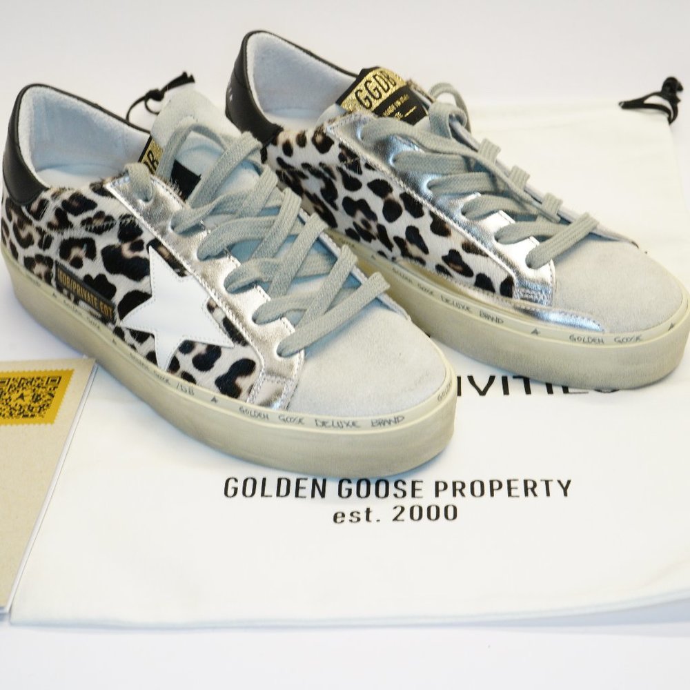 Golden Goose Hi Star Low-Top Sneakers, Leopard, New W COA, Bag